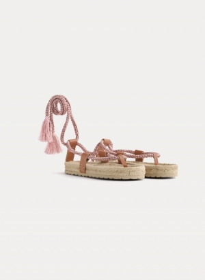 THONG SANDALS WITH ROPE LACE LIGHT ROSE 2006