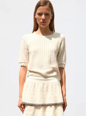 POINTELLE KNIT ELBOW NATURELLE