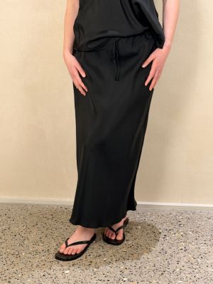 TWILL VISCOSE MIDI SKIRT NOIR 8006