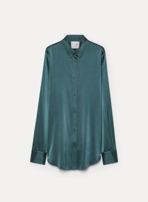 HEAVY STRETCH SILK SATIN SHIRT JADE 6054