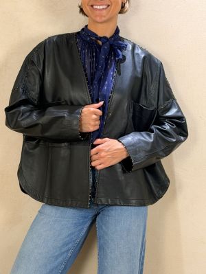 NAPPA LEATHER BEADED KIMONO JA PETROLE 6051