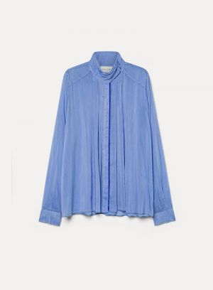 COTTON SILK VOILE TURTLENECK B OXFORD BLUE 500