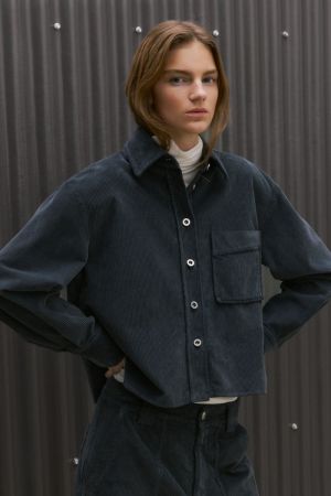 CROPPED OVERSIZE SHIRT 575 STORM BLUE