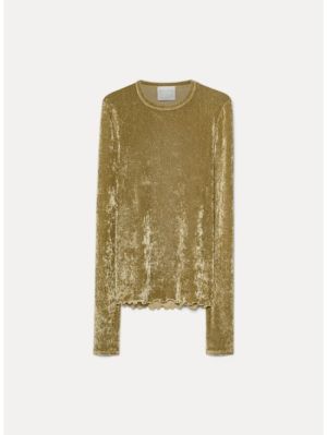 FLOCKED STRETCH TULLE T-SHIRT LEAF 1008