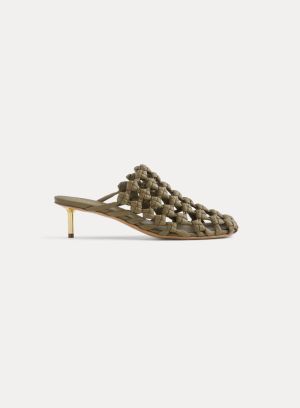 METAL HEEL BRAIDED NAPPA LEATH KHAKI 3016